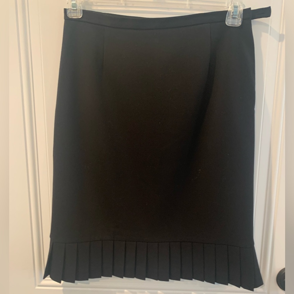 Rafaella Black Pencil Skirt with Pleated Hem